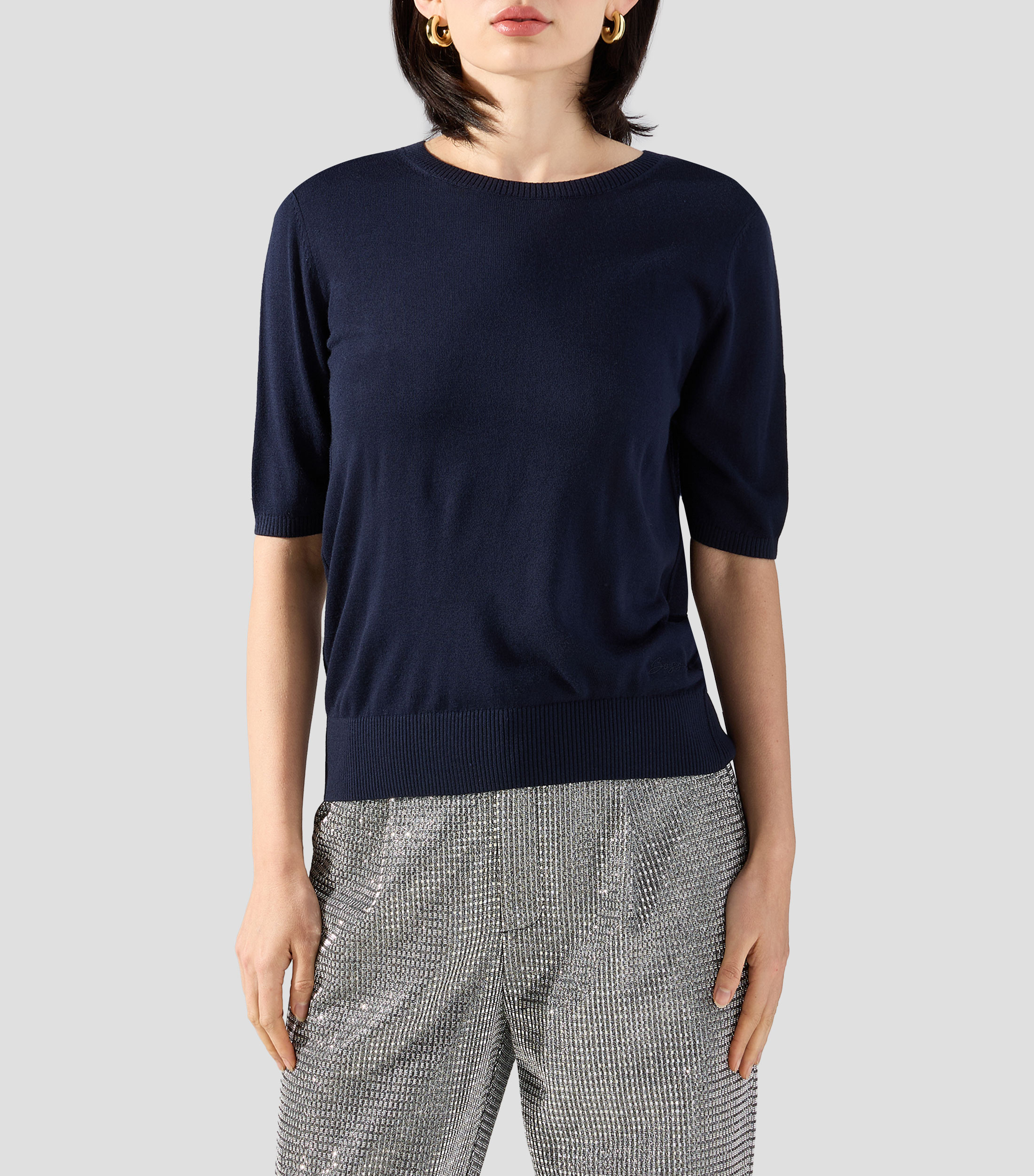 Playera cuello redondo manga corta lisa Mujer